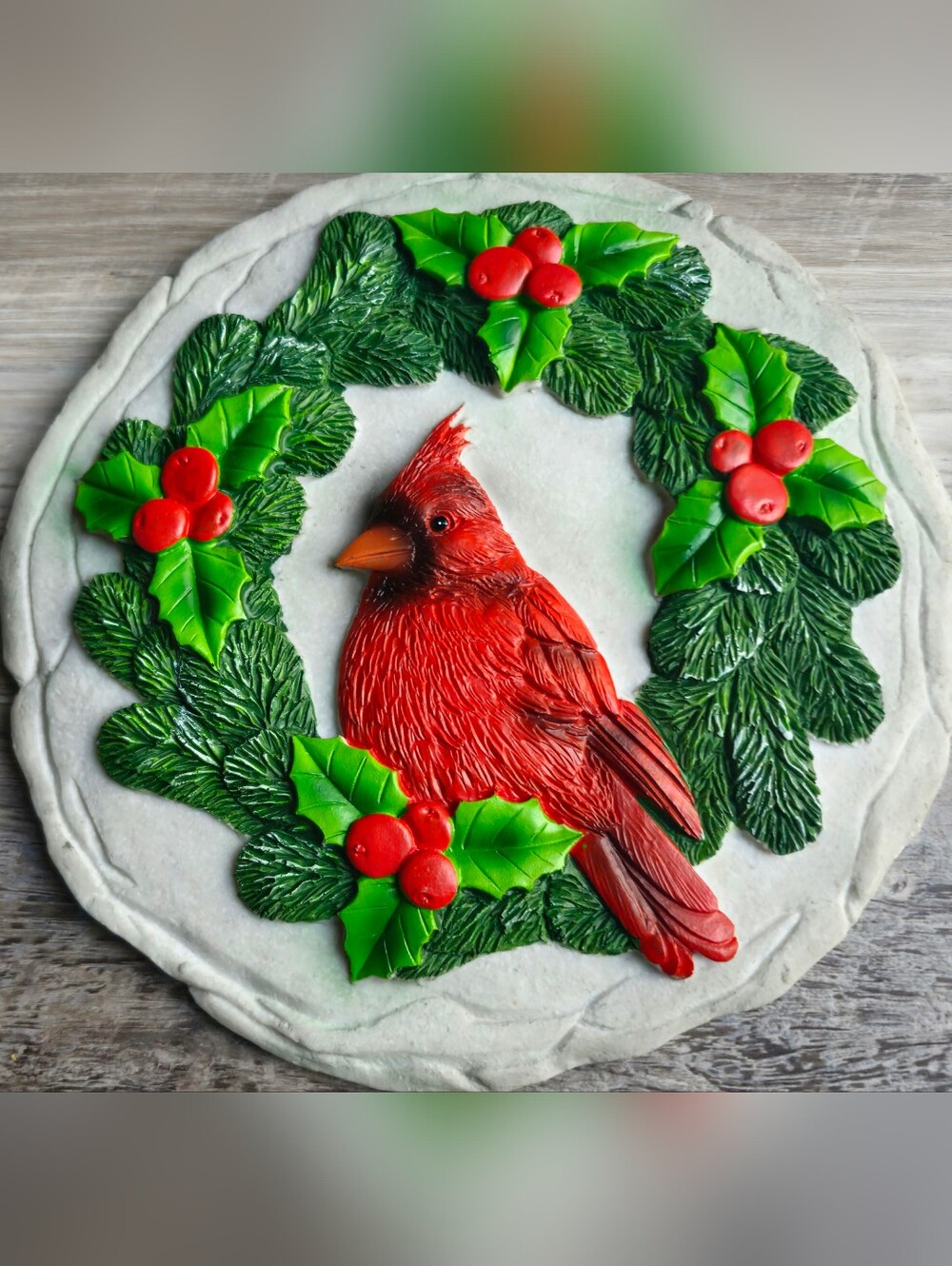 Spoontiques Cardinal Wreath Stepping Stone Wall Plaque Indoor Outdoor